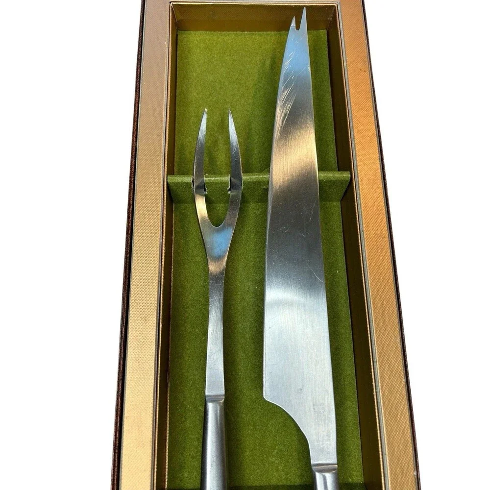 Vintage Kalmar Designs Stainless Steel 2-Piece Carving Set Italy 16